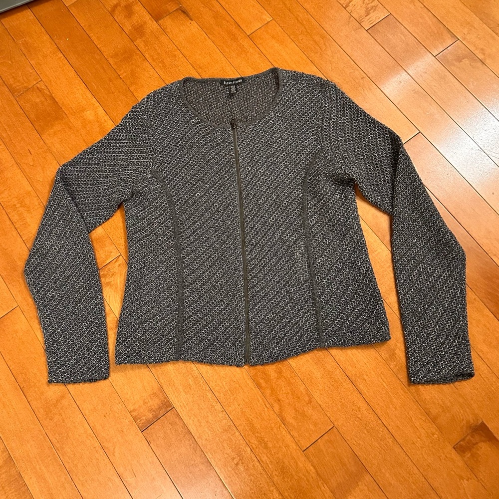 Eileen Fisher gray zip jacket